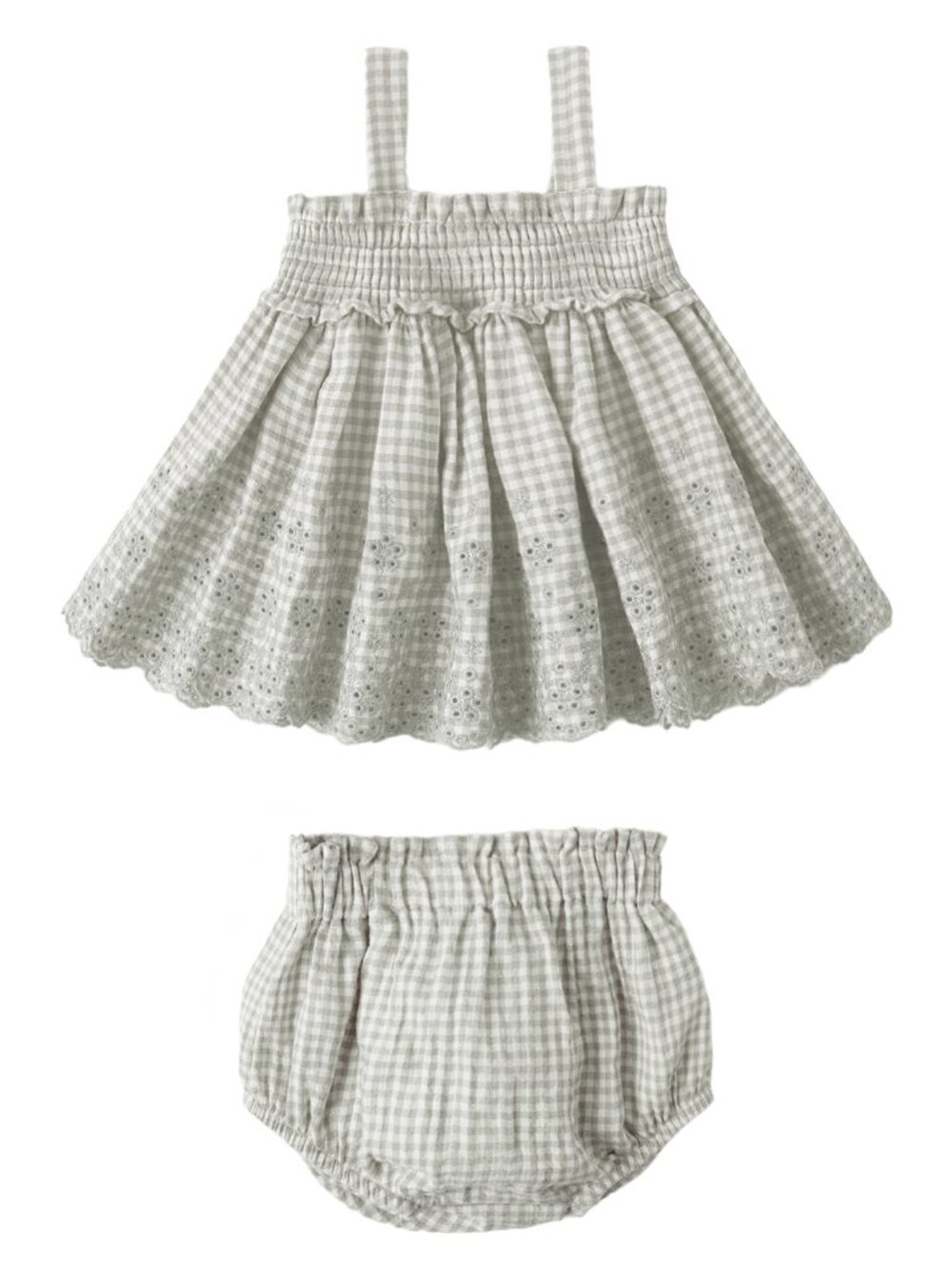 QUINCY MAE NWT 18-24m Mae Gingham Top & Bloomer Set Organic Cotton